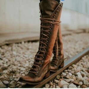 Freebird by Steven Distressed Brown Lace-Up Boots